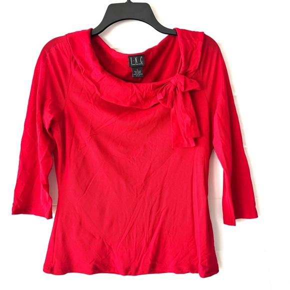 NWOT INC International Concepts Red Long Sleeve Top with Bow SZ L - Picture 7 of 7
